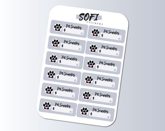 Pet Supplies Bill Due Sticker - Pegatinas de planificador gris pastel