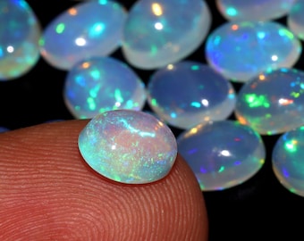 Ethiopian Opal Cabochon: Oval Welo Fire Gemstone (8x6x4MM) opal october birthstone