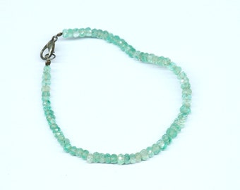 AAA Quality Natural Green Emerald Faceted Beaded Bracelet Gemstone Emerald Faceted Rondelle Beads Emerald Gemstone 28.00 CT 3 To 5 MM