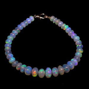 Natural Ethiopian opal Bracelet ,Opal Birthstone bracelet , Multi Fire Opal jewelry , Handmade Opal 925 Silver Bracelet , Gift to her