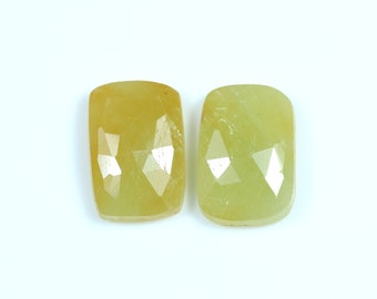 100% Natural Yellow Sapphire Faceted Gemstone 2 Pcs Earring Set Sapphire Loose Gemstone Rectangle Shape Rose Cut Sapphire For Making Jewelry