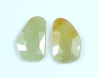 100% Natural Yellow Sapphire Faceted Gemstone 2 Pcs Earring Set Sapphire Loose Gemstone Fancy Shape Rose Cut Sapphire For Making Jewelry