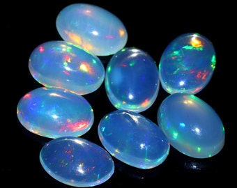 Natural Ethiopian Opal Cabochon: Oval Welo Fire Gemstone (6x4 MM) opal october birthstone