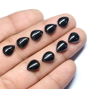 Black Tourmaline Cabochon: Pear Shape Gemstone (10x8 MM)