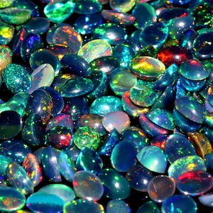 Natural Ethiopian Black Opal Cabochon Lot, Oval Shape, Multi Flashy Opal Lot, Opal gemstone, Ethiopian Opal, Opal Engagement Ring 7x5mm