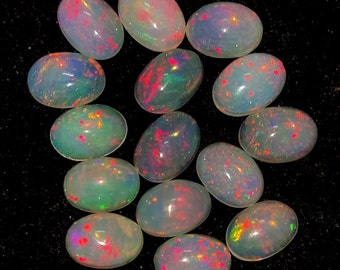 Ethiopian Opal Cabochon: Oval Multi Fire Gemstone (7x5 MM) opal october birthstone