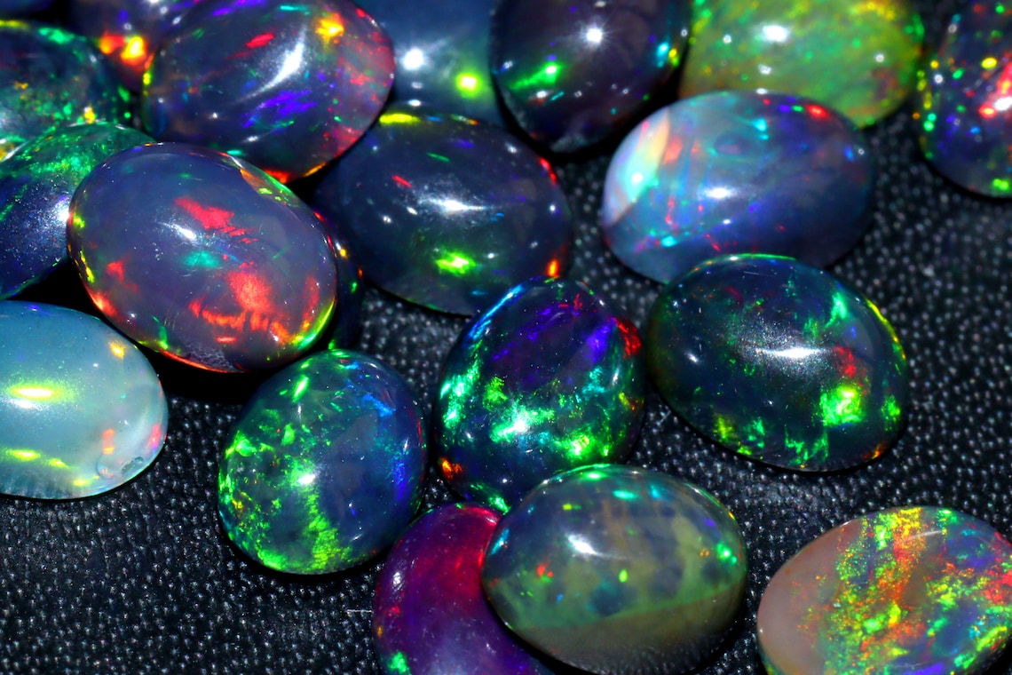 AAA Quality Natural Ethiopian Black Opal Cabochon Gemstone Etsy
