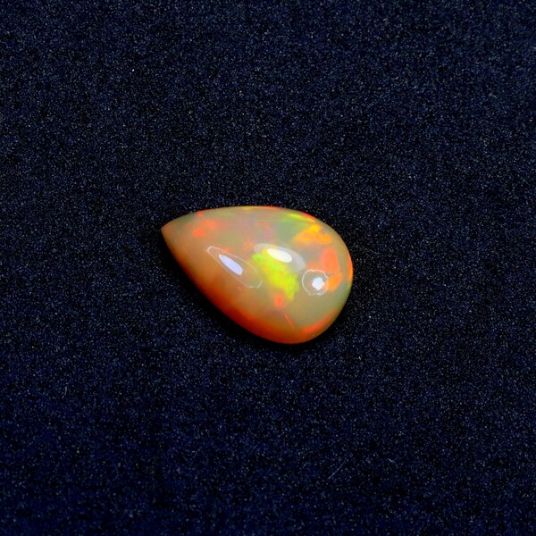 Natural AAA Grade White Base Multi Fire Ethiopian Opal Cabochon Pear Shape Gemstone, Top Opal For Pendant & Ring Jewelry, 12x8 MM