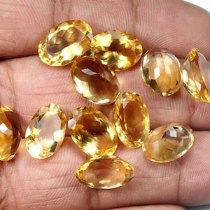 Faceted Citrine Gemstone Lot: Oval Cabochon, 14x10 MM