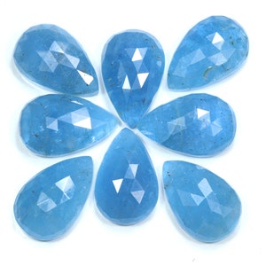 BESTSELLER Blue Aquamarine Gemstone Faceted Rose Cut Natural Aquamarine Loose Gemstone Flat Back Aquamarine Pear Shape Gemstone