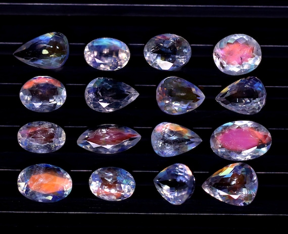Natural Madagascar Moonstone Faceted Gemstone Lot: Multi Color Jewelry Making