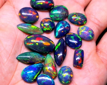 AAA+++ Top Quality Natural Ethiopian Black Opal Cabochon Lot Welo Opal Making Jewelry