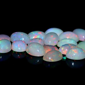 Ethiopian Opal Gemstone Lot: Multi Fire Oval Cabochons, 7x5MM opal october birthstone image 5
