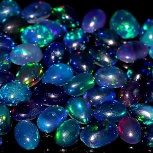 Oval Opal AAA+++ Top Quality Ethiopian Black Opal Cabochon Lot Welo Opal Making Jewelry