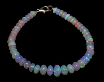 Ethiopian Opal Beaded Bracelet: Golden Opal Gemstone Beads