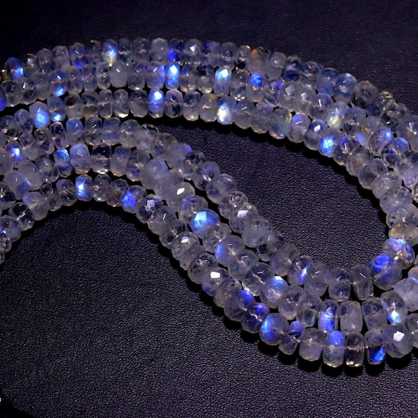 BEST SELLER! Rainbow Moonstone Faceted Rondelle Beads Moonstone Beads 4mm Rainbow Moonstone strands AAA+ Flashy Rainbow Beads