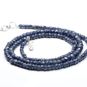 AAA Quality Natural Blue Sapphire Faceted Beads Gemstone Rondelle Shape 20 Inches Beaded Necklace Sapphire Gemstone 91.00 Carat 3 To 5 MM