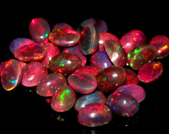 AAA Smoked Black Opal Cabochon: Natural Ethiopian Oval Gemstone (6x4 MM) opal october birthstone