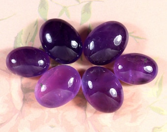 Natural Amethyst Cabochon Lot: Oval Purple Gemstone, February Birthstone