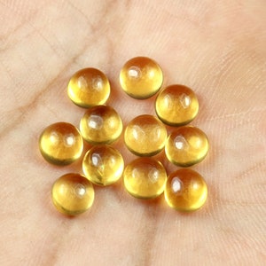 Citrine 6mm Round Cabochon Pack Of 5 Pcs Calibrated Natural Citrine Stone Yellow Citrine Loose Gemstone For Jewelry Making