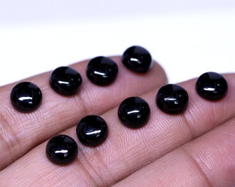 Natural Black Tourmaline Cabochon Flat Back Gemstone Round Shape Loose Gemstone Ring Size Tourmaline Gemstone For Making Jewelry