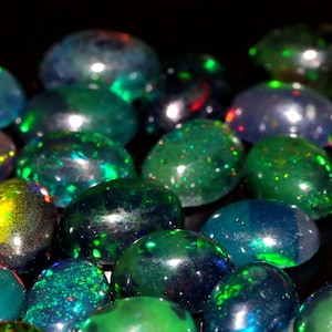 Ethiopian Black Opal Cabochon Lot: Smoked Welo Opal Jewelry Making (6x4 MM)
