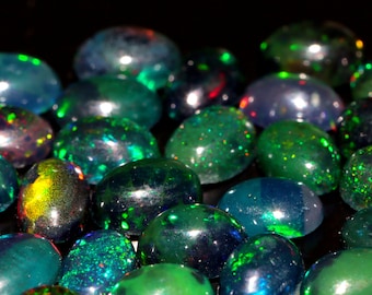Ethiopian Black Opal Cabochon Lot: Smoked Welo Opal Jewelry Making (6x4 MM)