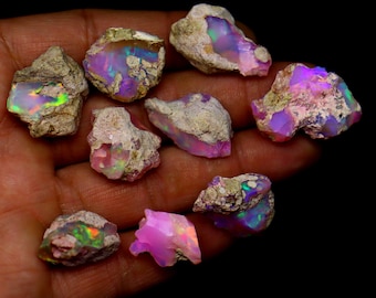 Lote de ópalo rosa etíope en bruto: cristales sin tallar (10-25 mm)