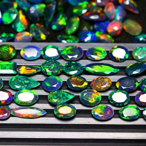 Faceted Black Opal Lot: AAA Ethiopian Multi Fire Gemstones