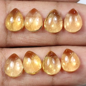 Natural Citrine Quartz Pear Shape Flat Back Cabochon Calibrated AAA+ Quality Wholesale Loose Gemstones