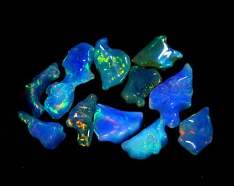 Paraiba Color Ethiopian Opal Rough Gemstone: Polished Fire Opal Wholesale Lot (14-26 MM)