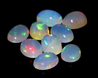 Natural Ethiopian Welo Opal Cabochon: Oval Gemstone, 8x6x4mm opal october birthstone