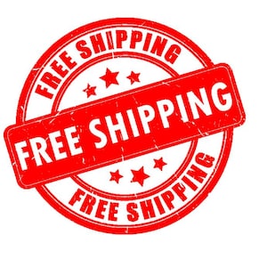 May include: Red and white distressed circular stamp with the text "FREE SHIPPING" repeated three times.