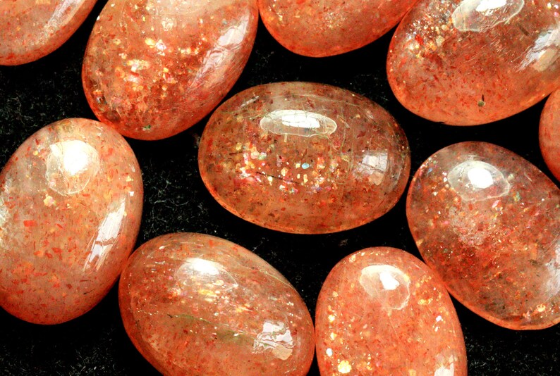 Natural Sunstone Oval Shape Cabochon Gemstone July Birthstone Brazil Red Sunstone For Making Spectacular Jewelry Wholesale Price Sunstone