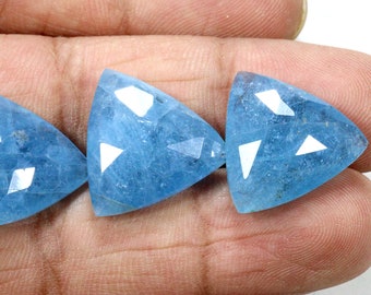 Top Quality Natural Blue Aquamarine Trillion Rose Cut Gemstone Briolette Faceted Aquamarine Loose Gemstone  For Making Jewelry