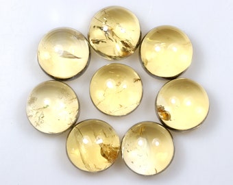 Piedra preciosa cabujón de citrino amarillo AAA+: piedra preciosa suelta redonda para joyería