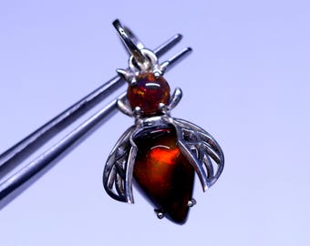 Art Deco Black Opal Pendant Necklace: 925 Sterling Silver Halo