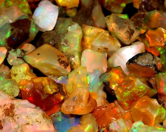 Ethiopische opaal ruwe edelsteen: Multi Fire Welo Opal losse partij