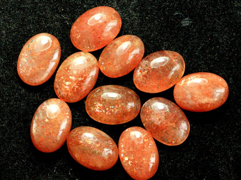 Natural Sunstone Oval Shape Cabochon Gemstone July Birthstone Brazil Red Sunstone For Making Spectacular Jewelry Wholesale Price Sunstone