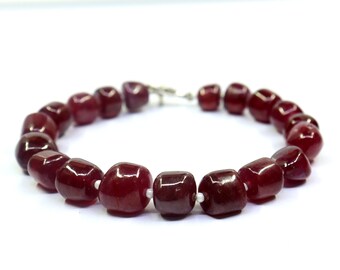 Red Ruby Bracelet: Dainty Natural Stone, Sterling Silver or Gold Filled