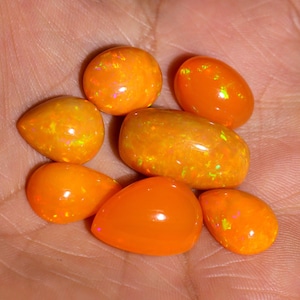 AAA Ethiopian Opal Cabochon Lot: Orange Mexican Color Jewelry Making opal october birthstone
