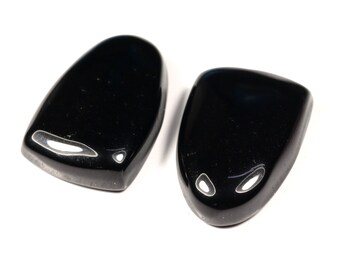 Ensemble de 2 paires de boucles d'oreilles avec cabochon en onyx noir, pierres précieuses en vrac Onyx 23,80 carats, 33 x 12 mm, cadeau pour elle