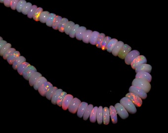Natural Ethiopian Opal Necklace: Welo Fire Opal Rondelle Beads, 16 Inch