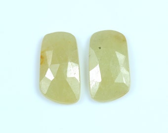 100% Natural Yellow Sapphire Faceted Gemstone 2 Pcs Earring Set Sapphire Loose Gemstone Fancy Shape Rose Cut Sapphire For Making Jewelry
