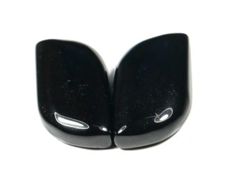 24x13 MM Natural Onyx Cabochon Gemstone 2 Pcs Paire Boucle d’oreille Set 26.65 Carat Black Onyx Loose Gemstone