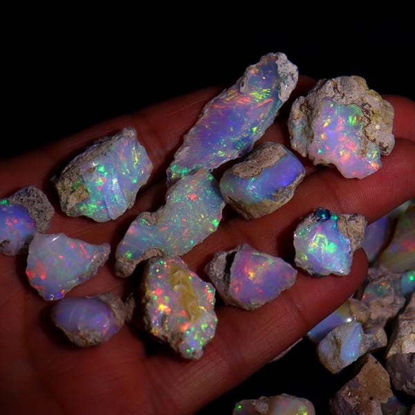 Ethiopian Opal Raw Crystal Lot: Uncut Rough Stones