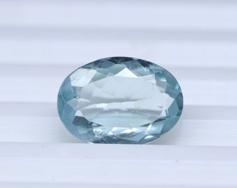 AAA Quality Natural Blue Aquamarine Faceted Gemstone 3.65 CT 12x8x4 MM Ring Size Aquamarine Oval Shape Aquamarine Loose Gemstone For Jewelry