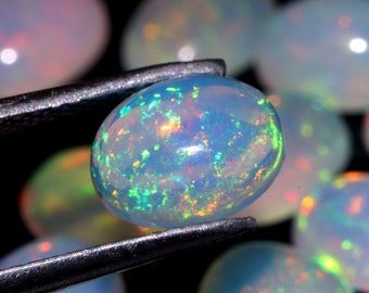 Natural Ethiopian Opal Cabochon: Multi Fire Gemstone for Jewelry (6x8 MM)