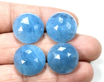 Natural Aquamarine Gemstone: Round Faceted Rose Cut, 3-30mm
