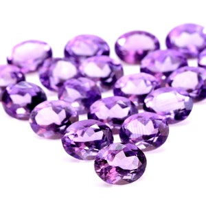 Faceted Oval Amethyst Gemstone Lot: 9x7x6mm Purple Jewelry Stone